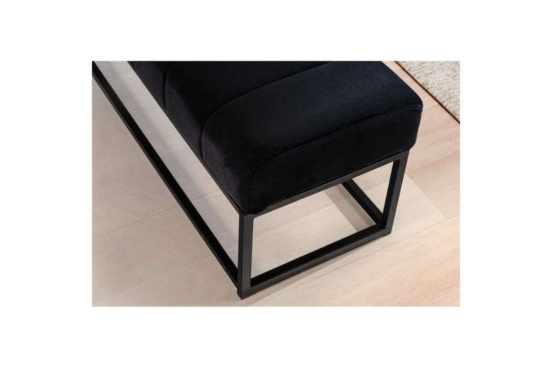 Bænk Wohnling fløjl polstret moderne quiltet elegant metalramme Sort - Sort - Møbler - Stole & lænestole - Bænke - Entrébænk