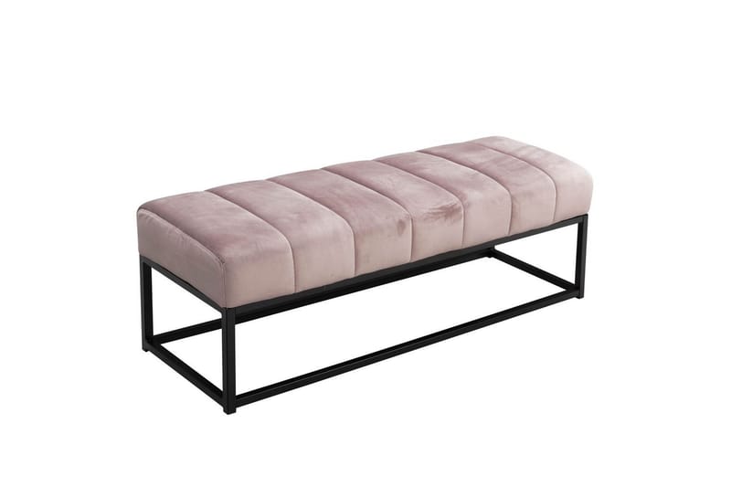 Bænk Wohnling fløjl polstret moderne quiltet elegant metalramme Pink - Pink - Møbler - Stole & lænestole - Bænke - Entrébænk