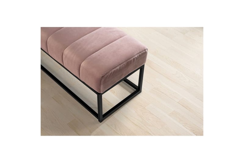 Bænk Wohnling fløjl polstret moderne quiltet elegant metalramme Pink - Pink - Møbler - Stole & lænestole - Bænke - Entrébænk