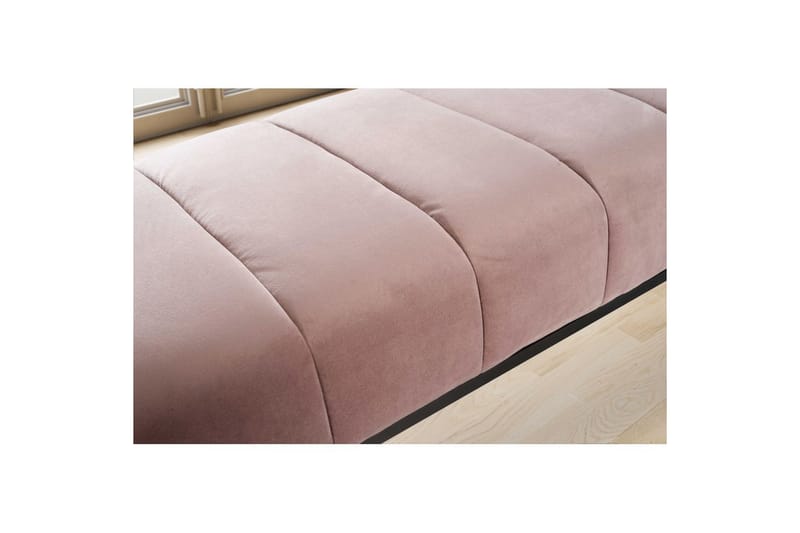 Bænk Wohnling fløjl polstret moderne quiltet elegant metalramme Pink - Pink - Møbler - Stole & lænestole - Bænke - Entrébænk