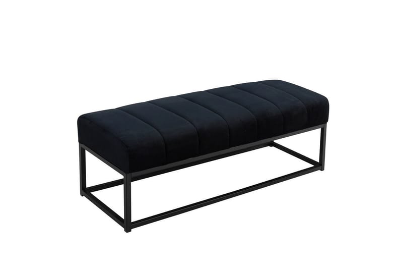 Bænk Wohnling fløjl polstret moderne quiltet elegant metalramme Sort - Sort - Møbler - Stole & lænestole - Bænke - Entrébænk