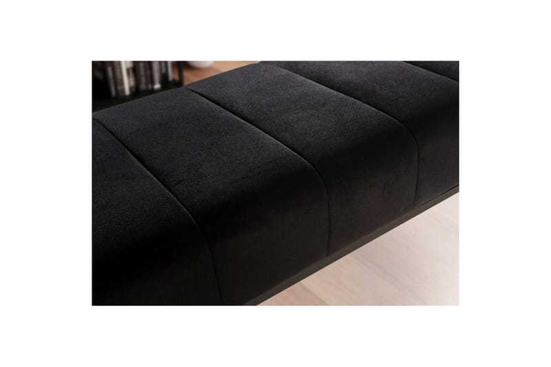 Bænk Wohnling fløjl polstret moderne quiltet elegant metalramme Sort - Sort - Møbler - Stole & lænestole - Bænke - Entrébænk