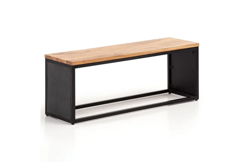 Bænk Wohnling Industrielt massivtræ akacietræ siddeplads stenlook metalramme, undefined