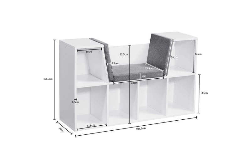 Bænk Wohnling Melaminbelagt spånplade Polstrede siddeplads Opbevaringsplads Moderne - Møbler - Stole & lænestole - Bænke