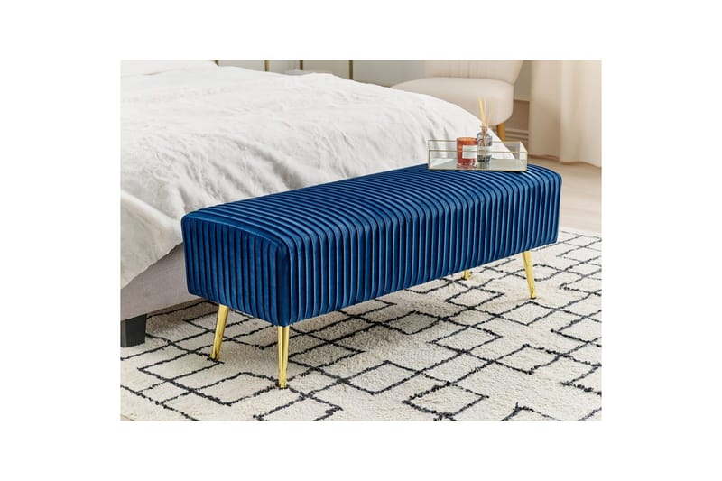 Bænk Paterson Blå/guld - Blå/guld - Møbler - Stole & lænestole - Bænke - Entrébænk