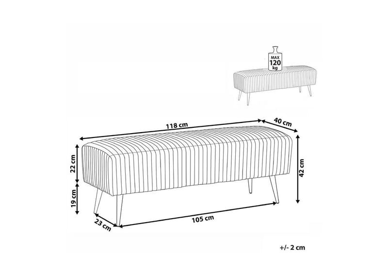 Bænk Paterson Blå/guld - Blå/guld - Møbler - Stole & lænestole - Bænke - Entrébænk