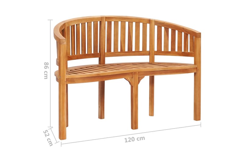 bananbænk 120 cm massivt teaktræ - Brun - Møbler - Stole & lænestole - Bænke
