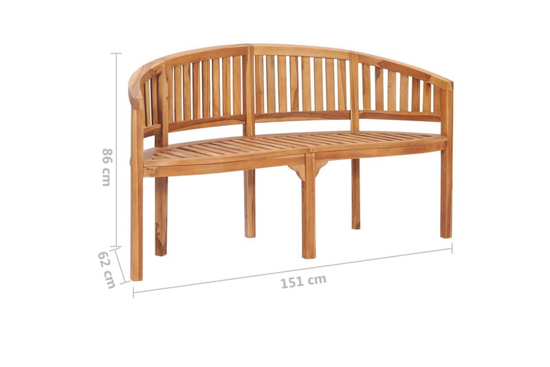 bananbænk 151 cm massivt teaktræ - Brun - Møbler - Stole & lænestole - Bænke
