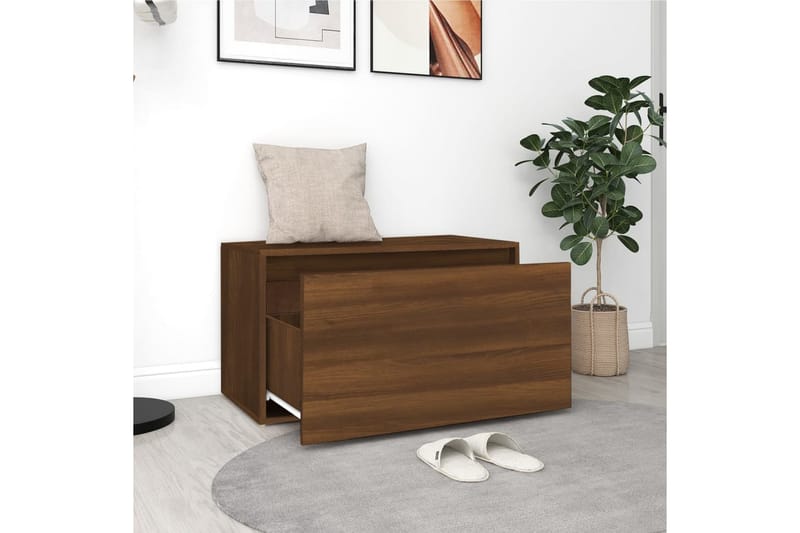 beBasic entrÃ©bænk 80x40x45 cm konstrueret træ brun egetræsfarve - Brun - Møbler - Stole & lænestole - Bænke - Skohylde med bænk