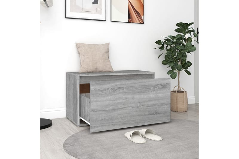 beBasic entrÃ©bænk 80x40x45 cm konstrueret træ grå sonoma-eg - GrÃ¥ - Møbler - Stole & lænestole - Bænke - Skohylde med bænk