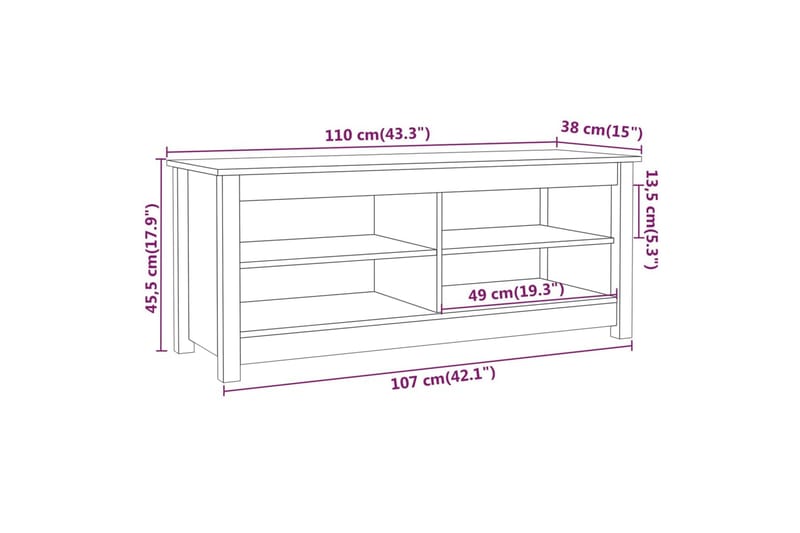 beBasic skobænk 110x38x45,5 cm massivt fyrretræ grå - GrÃ¥ - Entréopbevaring - Skohylde med bænk