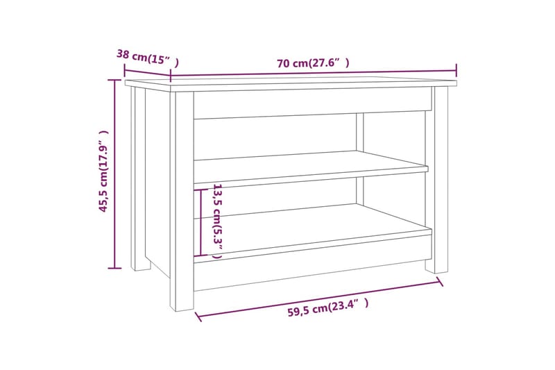 beBasic skobænk 70x38x45,5 cm massivt fyrretræ gyldenbrun - Brun - Entréopbevaring - Skohylde med bænk