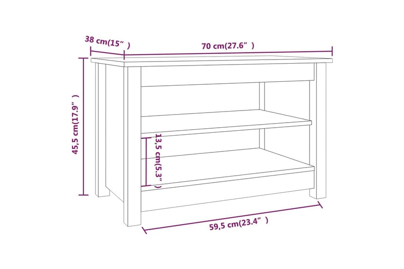 beBasic skobænk 70x38x45,5 cm massivt fyrretræ sort - Sort - Møbler - Stole & lænestole - Bænke - Skohylde med bænk