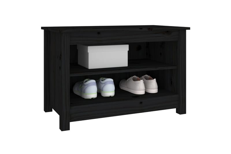 beBasic skobænk 70x38x45,5 cm massivt fyrretræ sort - Sort - Møbler - Stole & lænestole - Bænke - Skohylde med bænk
