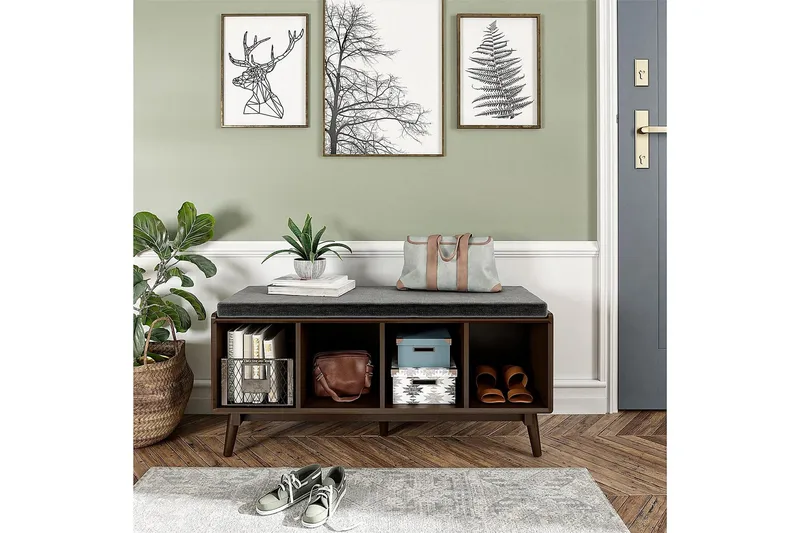 Brittany Bænk 118 cm Brun - Novogratz - Møbler - Stole & lænestole - Bænke - Entrébænk - Entrébænk med opbevaring