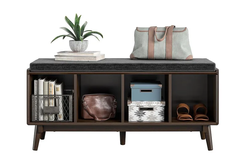 Brittany Bænk 118 cm Brun - Novogratz - Møbler - Stole & lænestole - Bænke - Entrébænk - Entrébænk med opbevaring