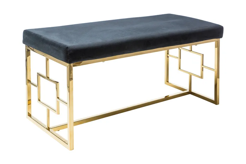 Chemins Bænk, Velour/Sort/Guld
