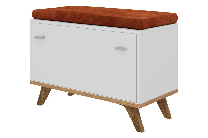 Cheshunt Bænk med Opbevaring, Hvid/Eg