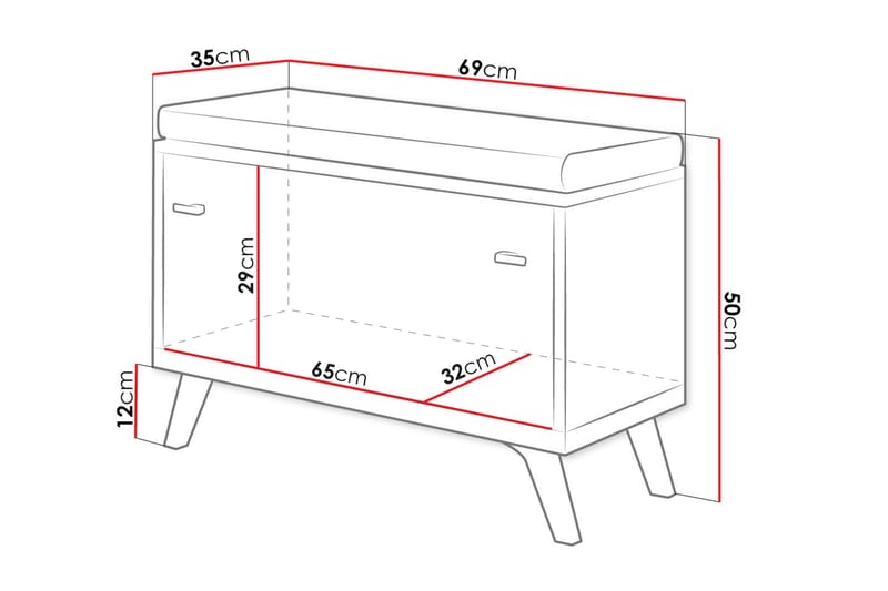 Cheshunt Bænk med Opbevaring - Hvid/Eg - Møbler - Stole & lænestole - Bænke - Entrébænk - Entrébænk med opbevaring