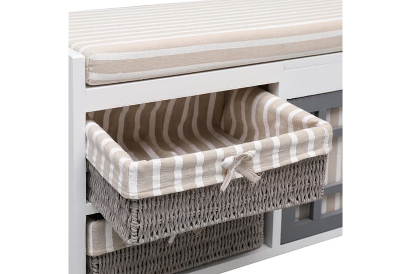 entrébænk 70 x 33,5 x 45 cm kejsertræ hvid - Møbler - Stole & lænestole - Bænke - Entrébænk - Entrébænk med opbevaring