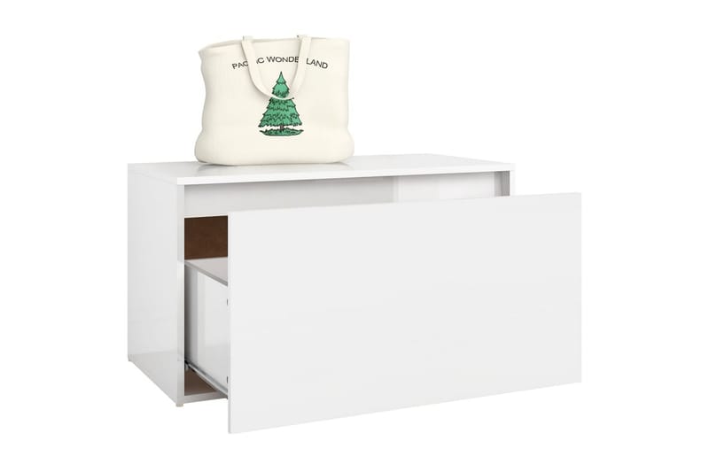 entrébænk 80x40x45 cm spånplade hvid højglans - Hvid - Møbler - Stole & lænestole - Bænke - Entrébænk - Entrébænk med opbevaring