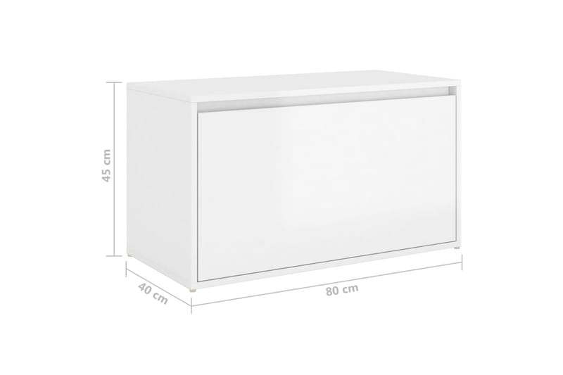 entrébænk 80x40x45 cm spånplade hvid højglans - Hvid - Møbler - Stole & lænestole - Bænke - Entrébænk - Entrébænk med opbevaring