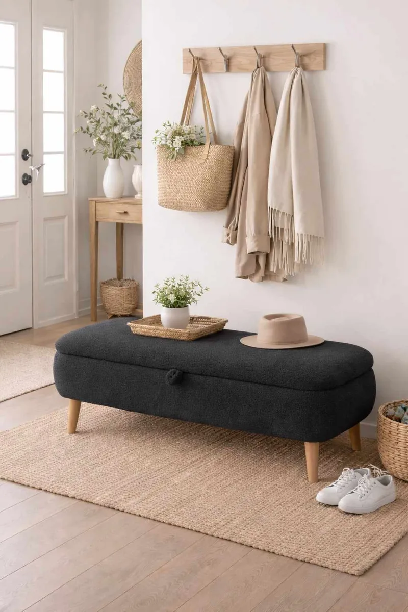 Bænk Atelier Del Sofa Rena (90 x 45 x 30 cm) Antracit - Antracit - Møbler - Stole & lænestole - Bænke - Entrébænk - Entrébænk med opbevaring