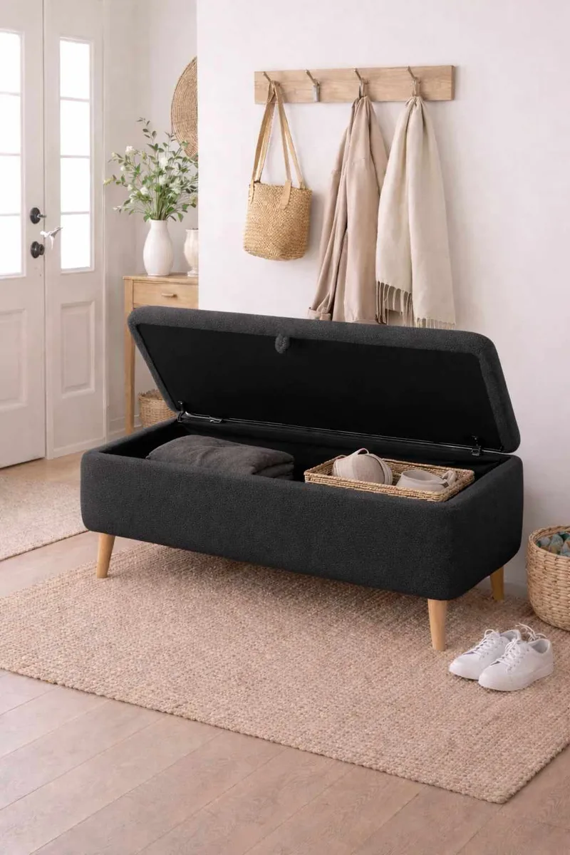 Bænk Atelier Del Sofa Rena (90 x 45 x 30 cm) Antracit - Antracit - Møbler - Stole & lænestole - Bænke - Entrébænk - Entrébænk med opbevaring