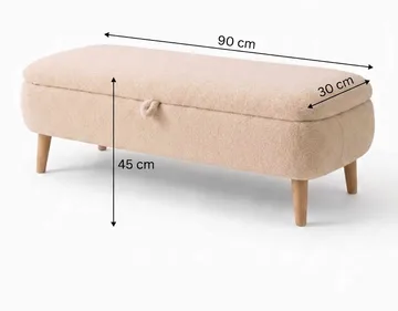 Bænk Atelier Del Sofa Rena (90 x 45 x 30 cm) Beige - Beige - Møbler - Stole & lænestole - Bænke - Entrébænk - Entrébænk med opbevaring