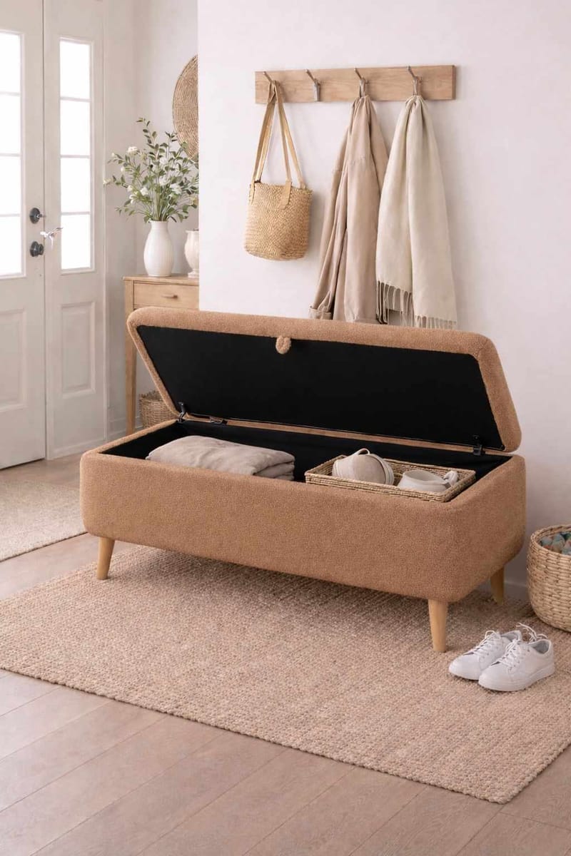 Bænk Atelier Del Sofa Rena (90 x 45 x 30 cm) Brun - Brun - Møbler - Stole & lænestole - Bænke - Entrébænk - Entrébænk med opbevaring