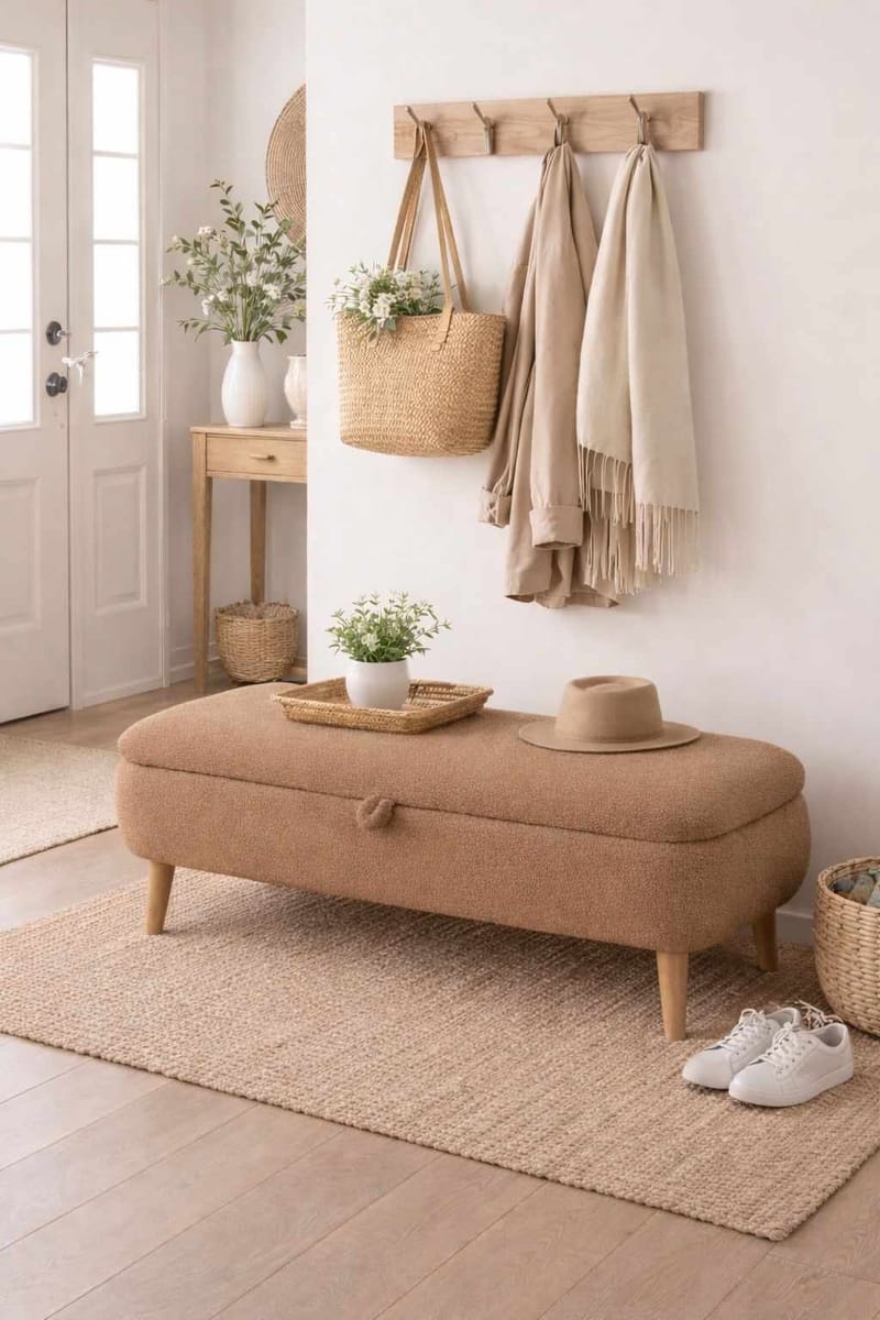 Bænk Atelier Del Sofa Rena (90 x 45 x 30 cm) Brun - Brun - Møbler - Stole & lænestole - Bænke - Entrébænk - Entrébænk med opbevaring