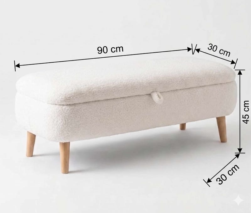 Bænk Atelier Del Sofa Rena (90 x 45 x 30 cm) Hvid - Hvid - Møbler - Stole & lænestole - Bænke - Entréb ænk - Entrébænk med opbevaring