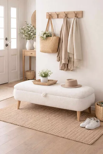 Bænk Atelier Del Sofa Rena (90 x 45 x 30 cm) Hvid - Hvid - Møbler - Stole & lænestole - Bænke - Entrébænk - Entrébænk med opbevaring