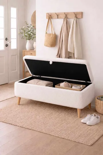 Bænk Atelier Del Sofa Rena (90 x 45 x 30 cm) Hvid - Hvid - Møbler - Stole & lænestole - Bænke - Entrébænk - Entrébænk med opbevaring