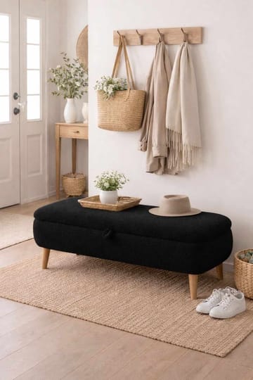 Bænk Atelier Del Sofa Rena (90 x 45 x 30 cm) Sort - Sort - Møbler - Stole & lænestole - Bænke - Entrébænk - Entrébænk med opbevaring