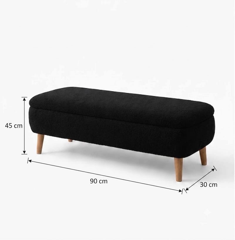 Bænk Atelier Del Sofa Rena (90 x 45 x 30 cm) Sort - Sort - Møbler - Stole & lænestole - Bænke - Entréb ænk - Entrébænk med opbevaring