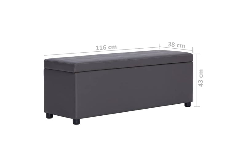 Bænk Med Opbevaringsrum 116 Cm Kunstlæder Grå - Grå - Møbler - Stole & lænestole - Bænke - Entrébænk - Entrébænk med opbevaring