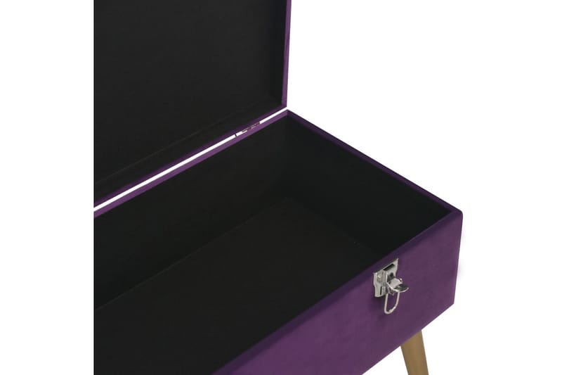 bænk med opbevaringsrum 80 cm fløjl lilla - Violet - Entrébænk med opbevaring - Bænk med opbevaring - Opbevaringsbænk - Entrébænk - Bænke