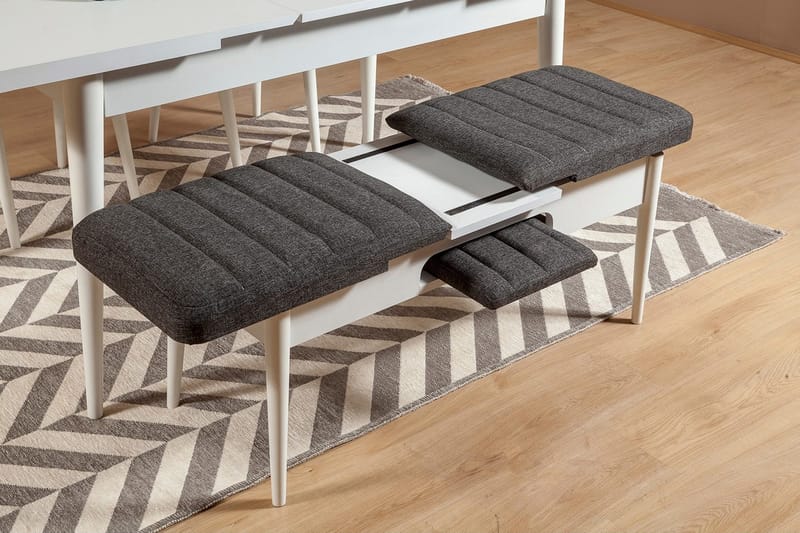 Idehult Bænk 51 cm - Hvid/Antracit - Møbler - Stole & lænestole - Bænke - Bænk med ryglæn