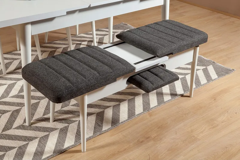 Idehult Bænk 51 cm - Hvid/Antracit - Møbler - Stole & lænestole - Bænke - Bænk med ryglæn