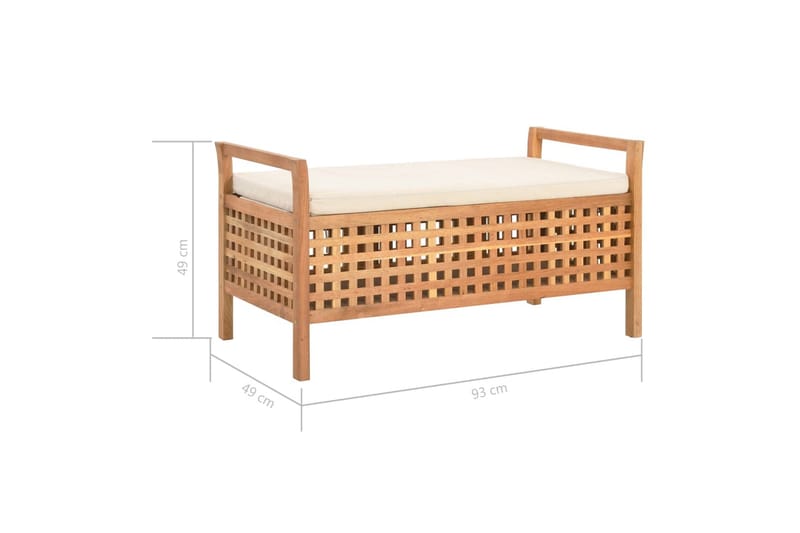 Opbevaringsbænk 93 X 49 X 49 Cm Massivt Valnøddetræ - Brun - Møbler - Stole & lænestole - Bænke - Entrébænk - Entrébænk med opbevaring