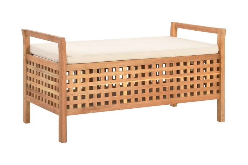 Opbevaringsbænk 93 X 49 X 49 Cm Massivt Valnøddetræ - Brun - Møbler - Stole & lænestole - Bænke - Entrébænk - Entrébænk med opbevaring