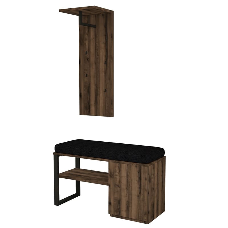 Uniqo Hallstativsæt 35x90x35 cm - Antik valnød - Møbler - Stole & lænestole - Bænke - Entrébænk - Entrébænk med opbevaring