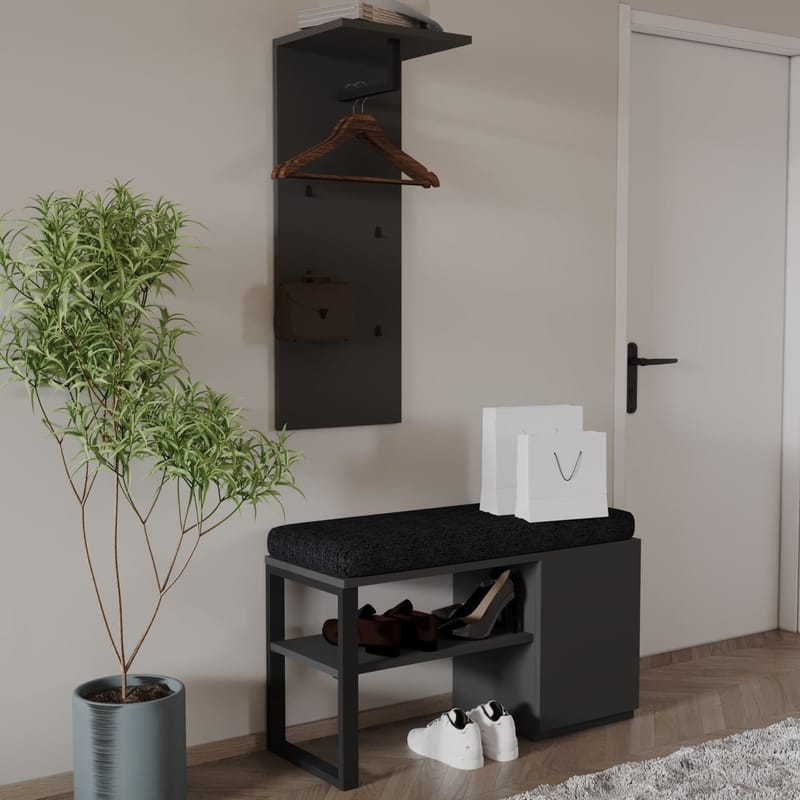 Uniqo Hallstativsæt 35x90x35 cm - Antracit - Møbler - Stole & lænestole - Bænke - Entrébænk - Entrébænk med opbevaring