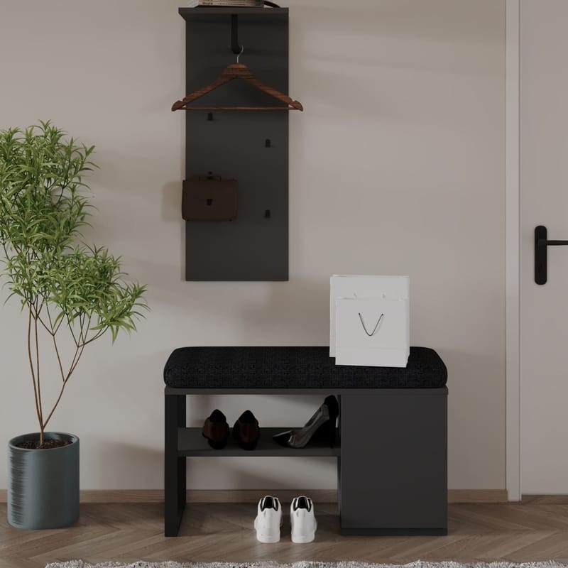 Uniqo Hallstativsæt 35x90x35 cm - Antracit - Møbler - Stole & lænestole - Bænke - Entrébænk - Entrébænk med opbevaring