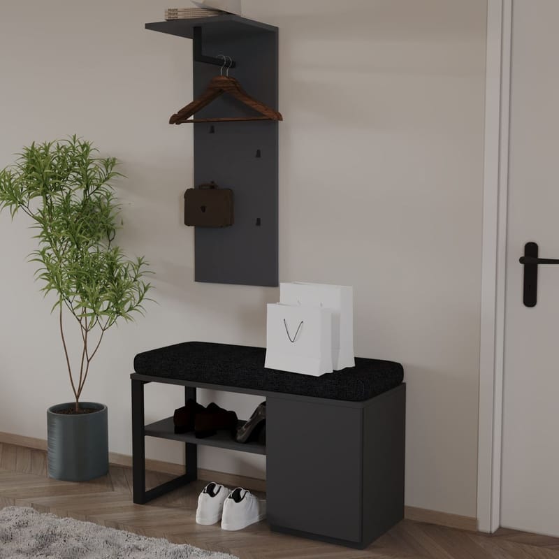 Uniqo Hallstativsæt 35x90x35 cm - Antracit - Møbler - Stole & lænestole - Bænke - Entrébænk - Entrébænk med opbevaring