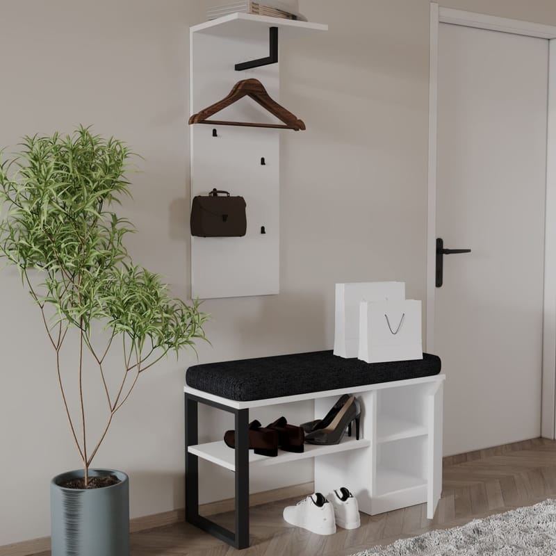 Uniqo Hallstativsæt 35x90x35 cm - Hvid - Møbler - Stole & lænestole - Bænke - Entrébænk - Entrébænk med opbevaring