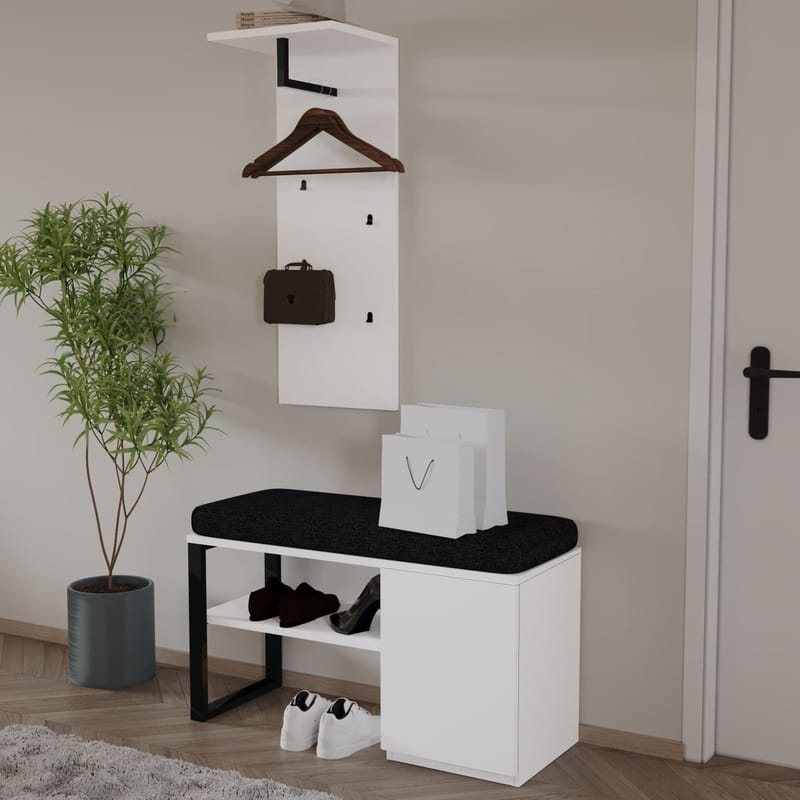 Uniqo Hallstativsæt 35x90x35 cm - Hvid - Møbler - Stole & lænestole - Bænke - Entrébænk - Entrébænk med opbevaring