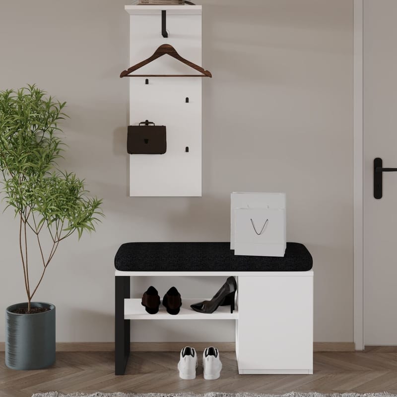 Uniqo Hallstativsæt 35x90x35 cm - Hvid - Møbler - Stole & lænestole - Bænke - Entrébænk - Entrébænk med opbevaring