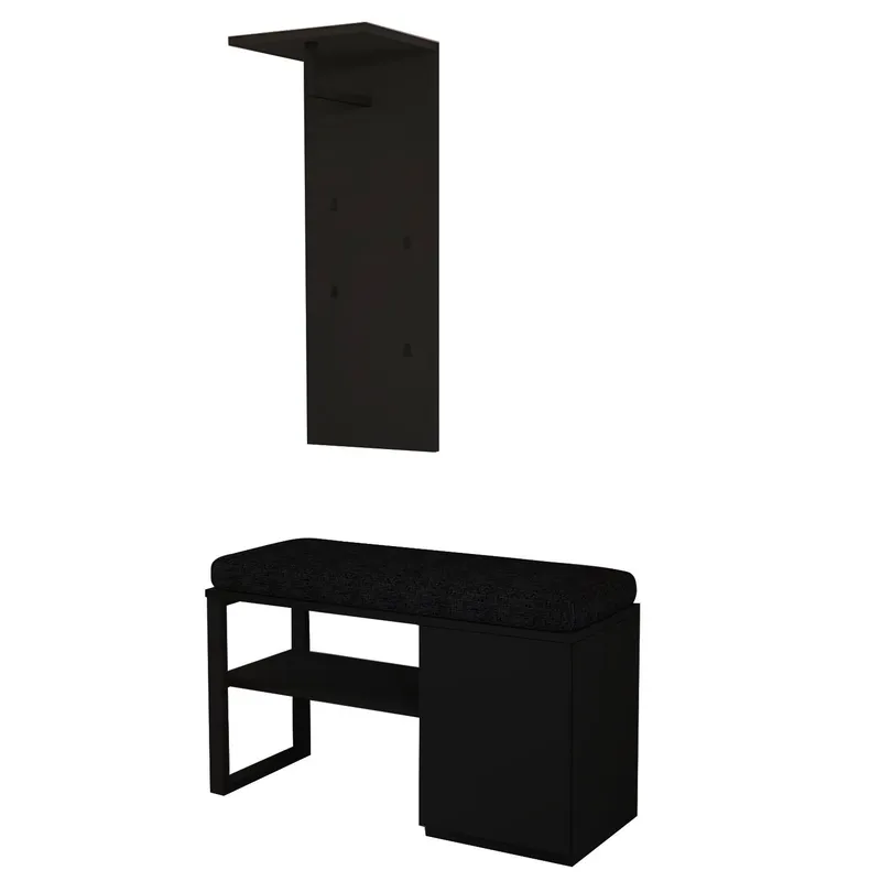 Uniqo Hallstativsæt 35x90x35 cm - Sort - Møbler - Stole & lænestole - Bænke - Entrébænk - Entrébænk med opbevaring